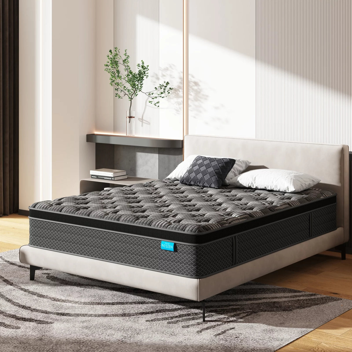 Black 10 inch Queen Gel Memory Foam Hybrid Mattress K2338