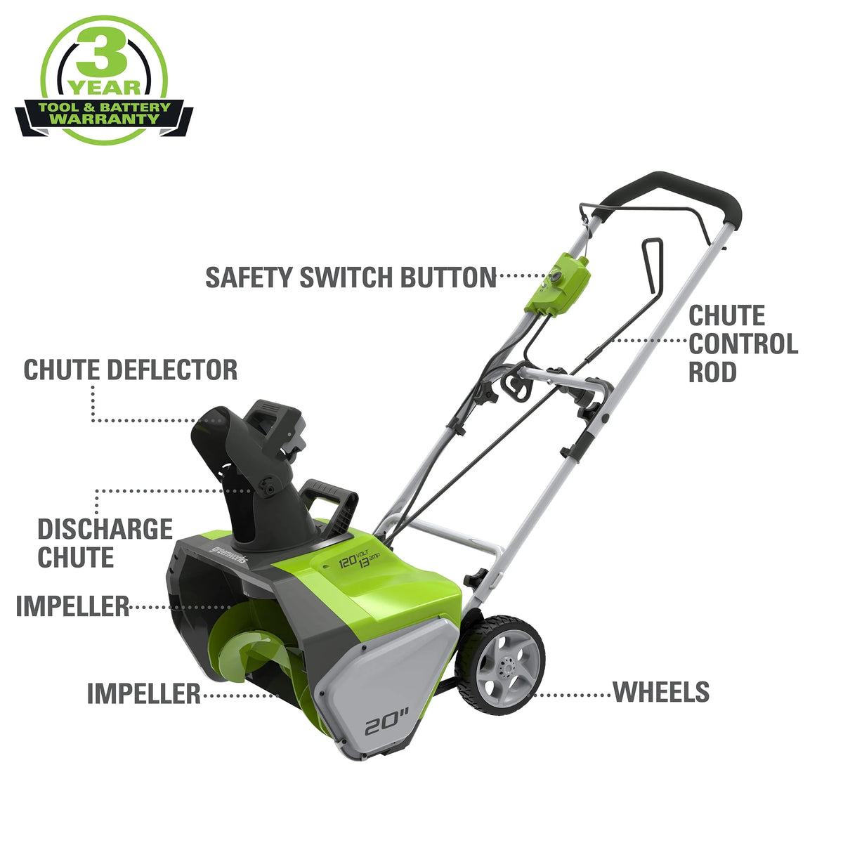 13 Amp 20 in. Corded Electric Snow Thrower P9296