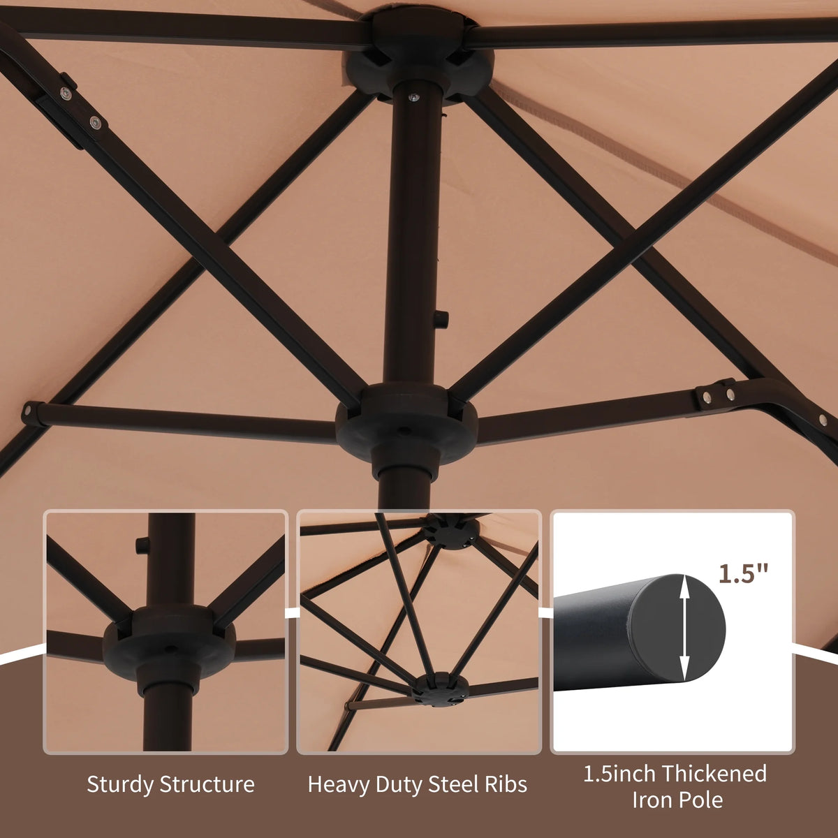 13 FT Patio Umbrella with Easy Crank, Dark Blue O618472