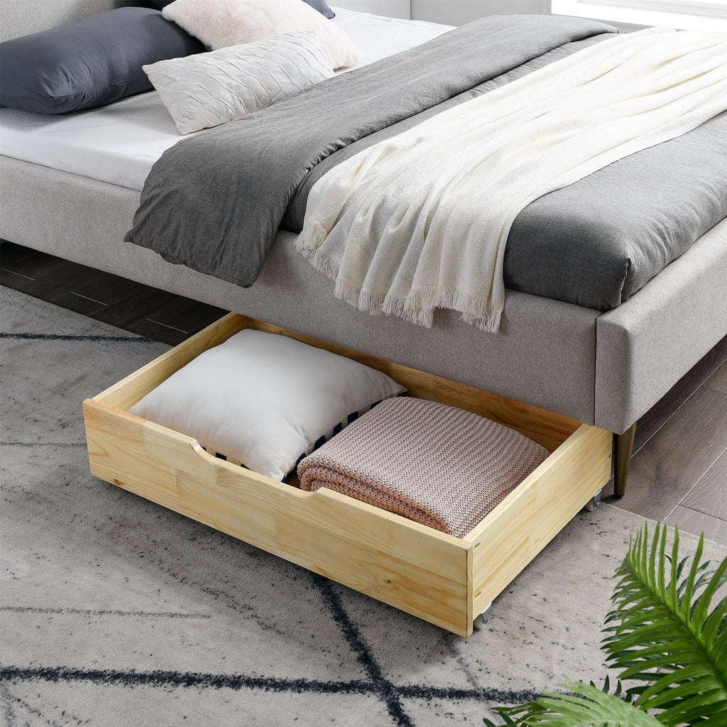 Solid Wood Under Bed Storage Drawer with 4-Wheels W157306