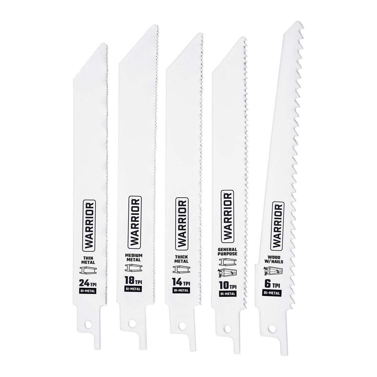 6 in. Bi-Metal Reciprocating Saw Blade Set, 5 Piece O124