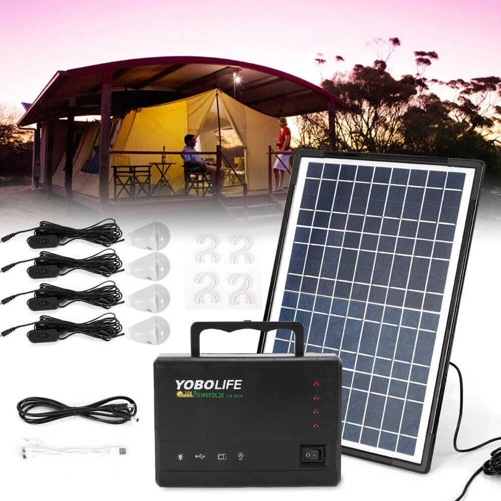 Portable Solar Generator with Solar Panel and LED Lights S39313