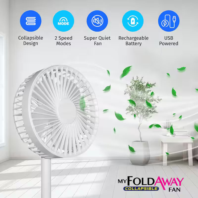 2-in-1 Adjustable Height Foldable Portable Rechargeable Floor and Table Fan M6463