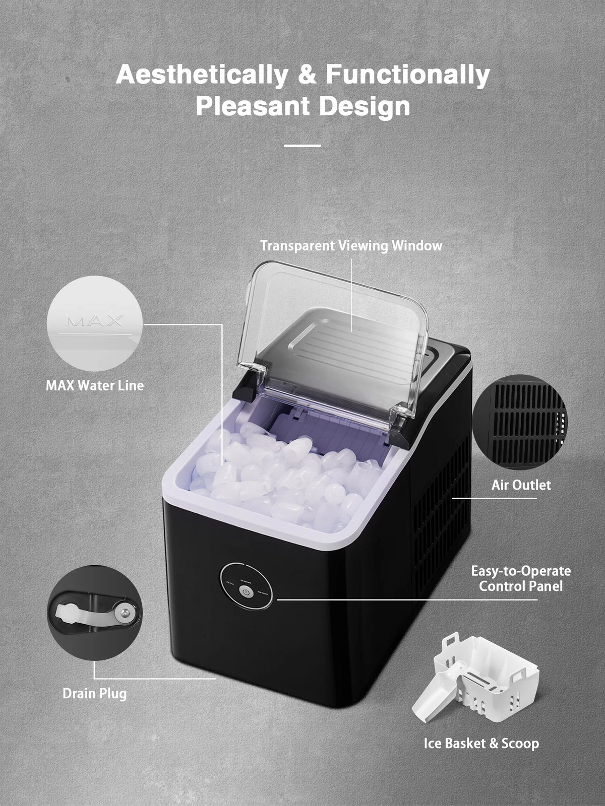 Countertop Ice Maker 9 Bullet Ice Black V291
