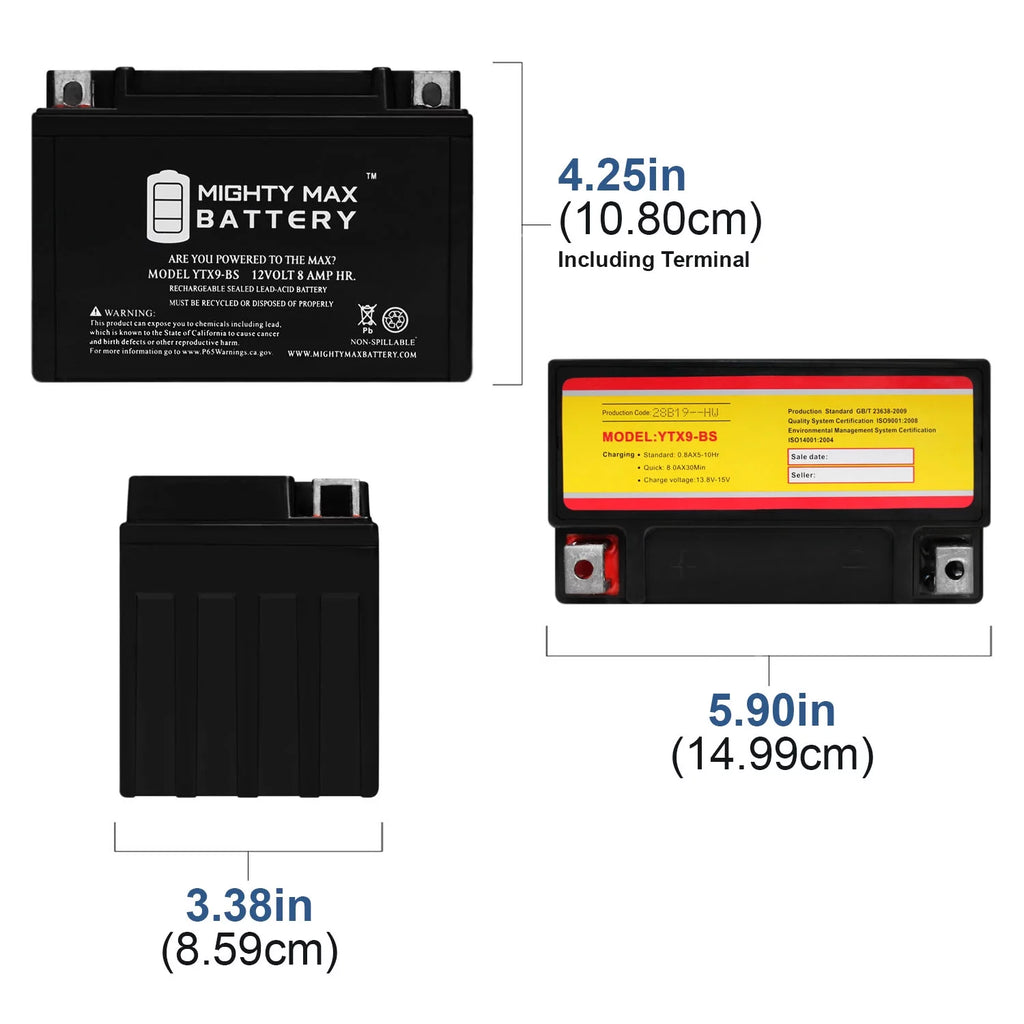 YTX9-BS Replacement Battery E975624