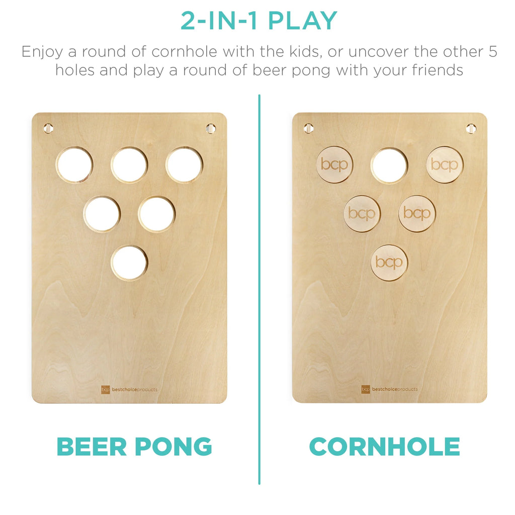2-In-1 Cornhole & Beer Pong Board Game Set with 2 Carrying Bags K848419