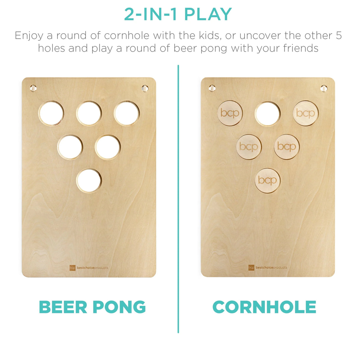 2-In-1 Cornhole & Beer Pong Board Game Set with 2 Carrying Bags K848419
