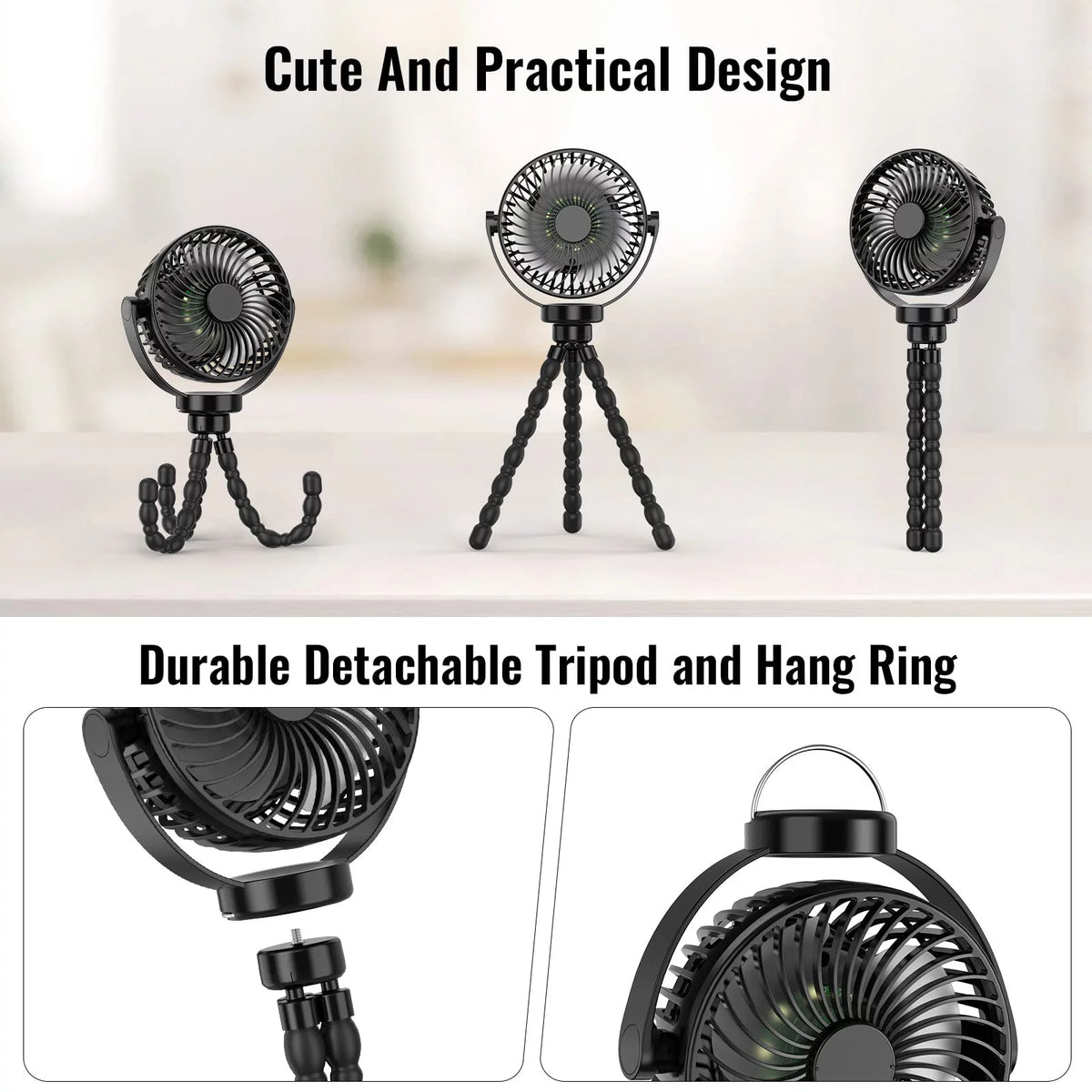 Portable USB Rechargeable Clip Tripod Fan I51599