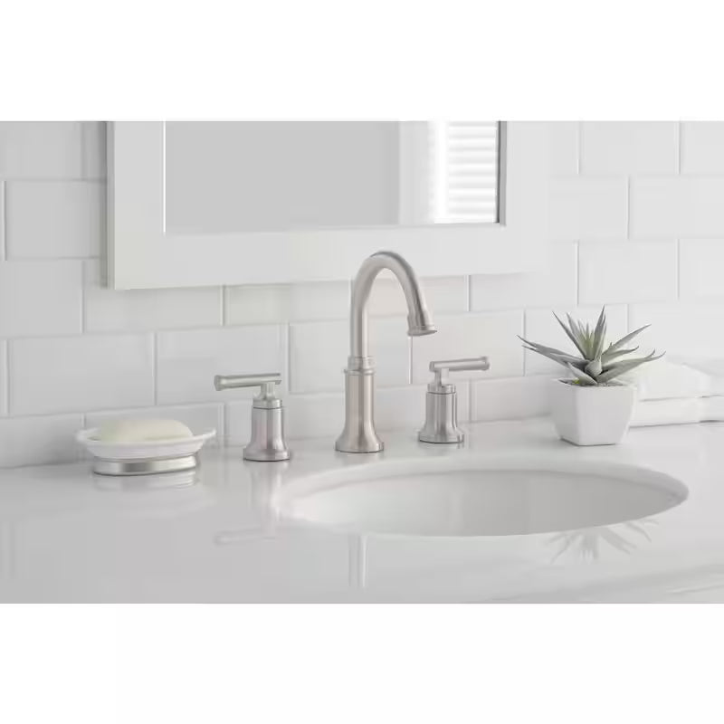 8 in. Widespread Double-Handle High-Arc Bathroom Faucet in Brushed Nickel B383