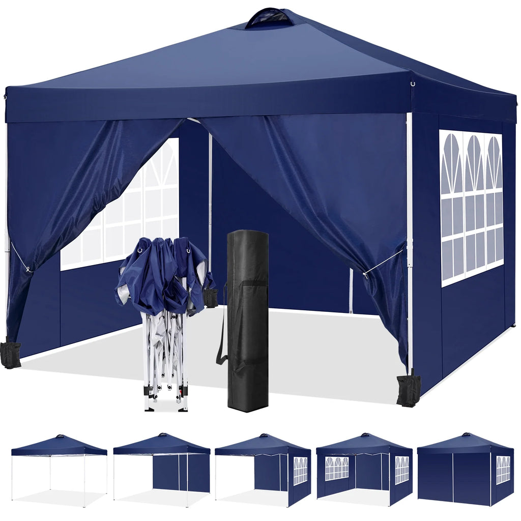 10'x10' Popup Canopy Tent with 4 Removable Sidewalls and Carry Bag X583771