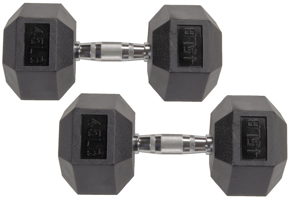 Rubber Encased Hex Dumbbells 20 Lbs. Pair C2026