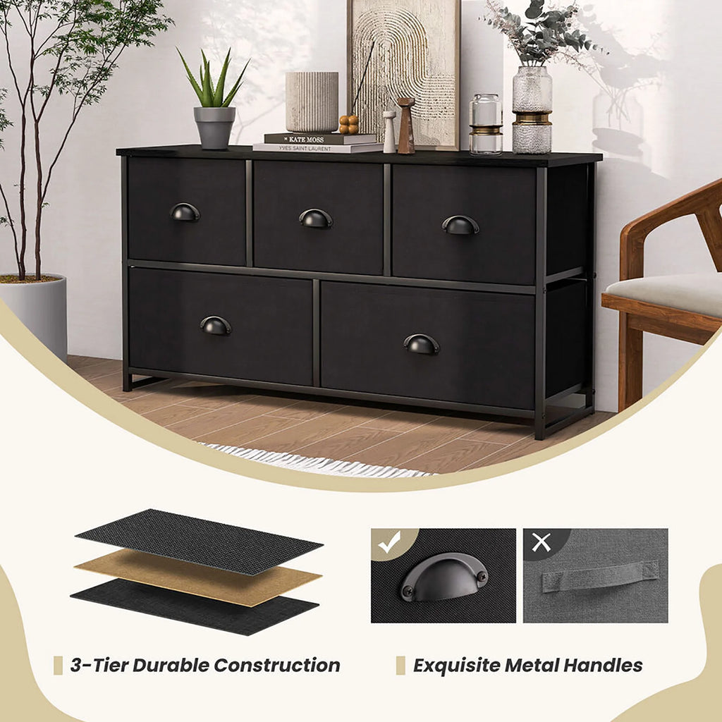 5 Drawer Dresser with Fabric Bins Q437818