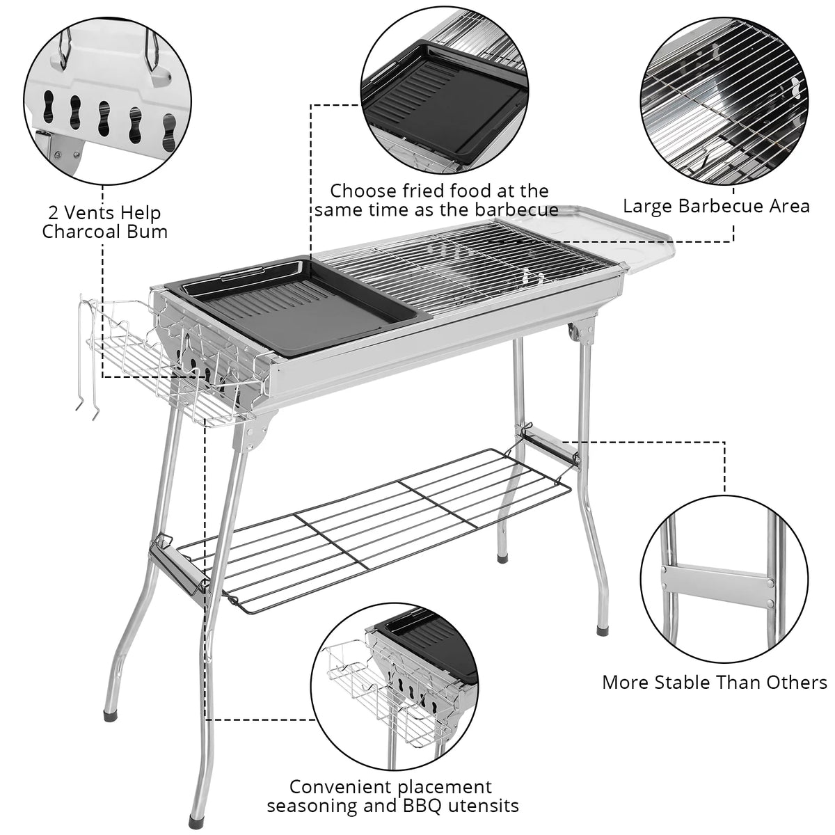 39'' Stainless Steel Charcoal Grill B74414