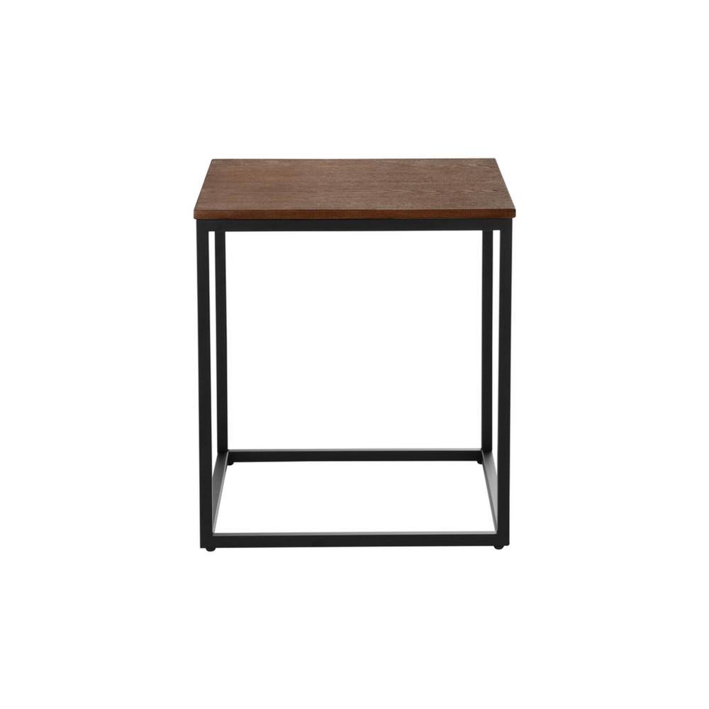 Black Metal End Table with Haze Wood Finish Top Z972820