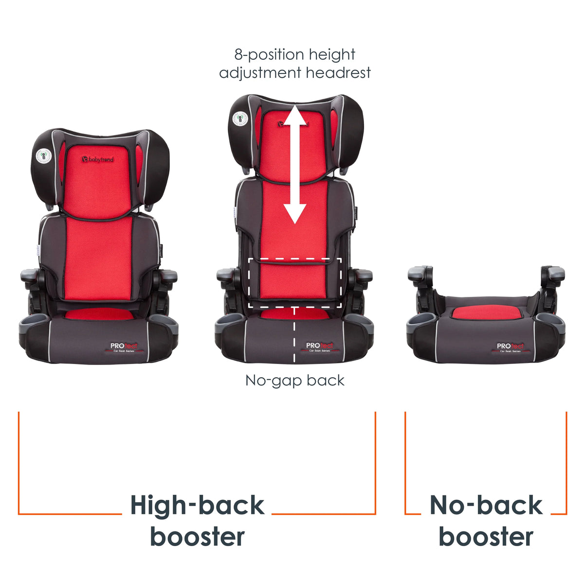 Folding High Back Booster Car Seat Red P8326