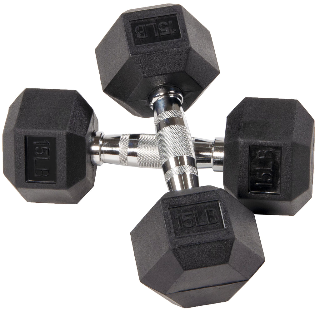 Rubber Encased Hex Dumbbells 20 Lbs. Pair C2026