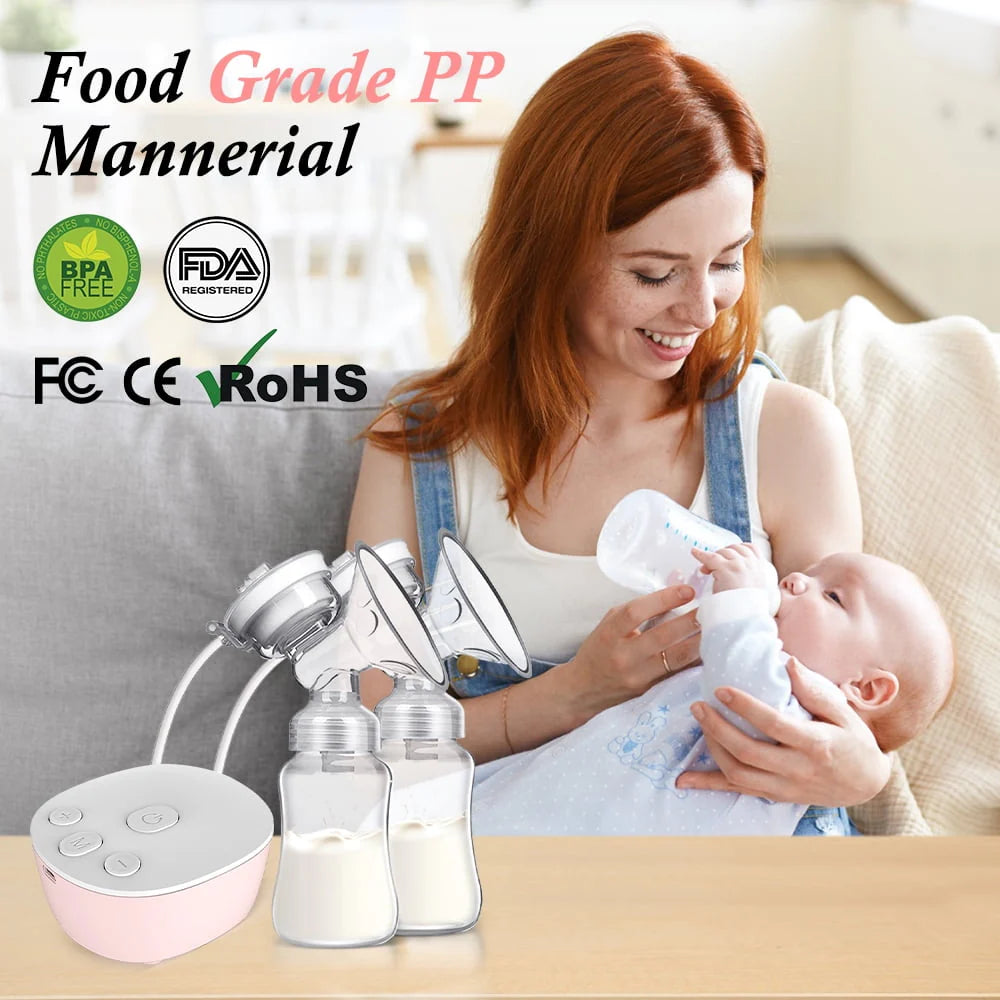 Double Electric Breast Pump, Portable Anti-Backflow 3 Modes 9 Levels, Pink D358