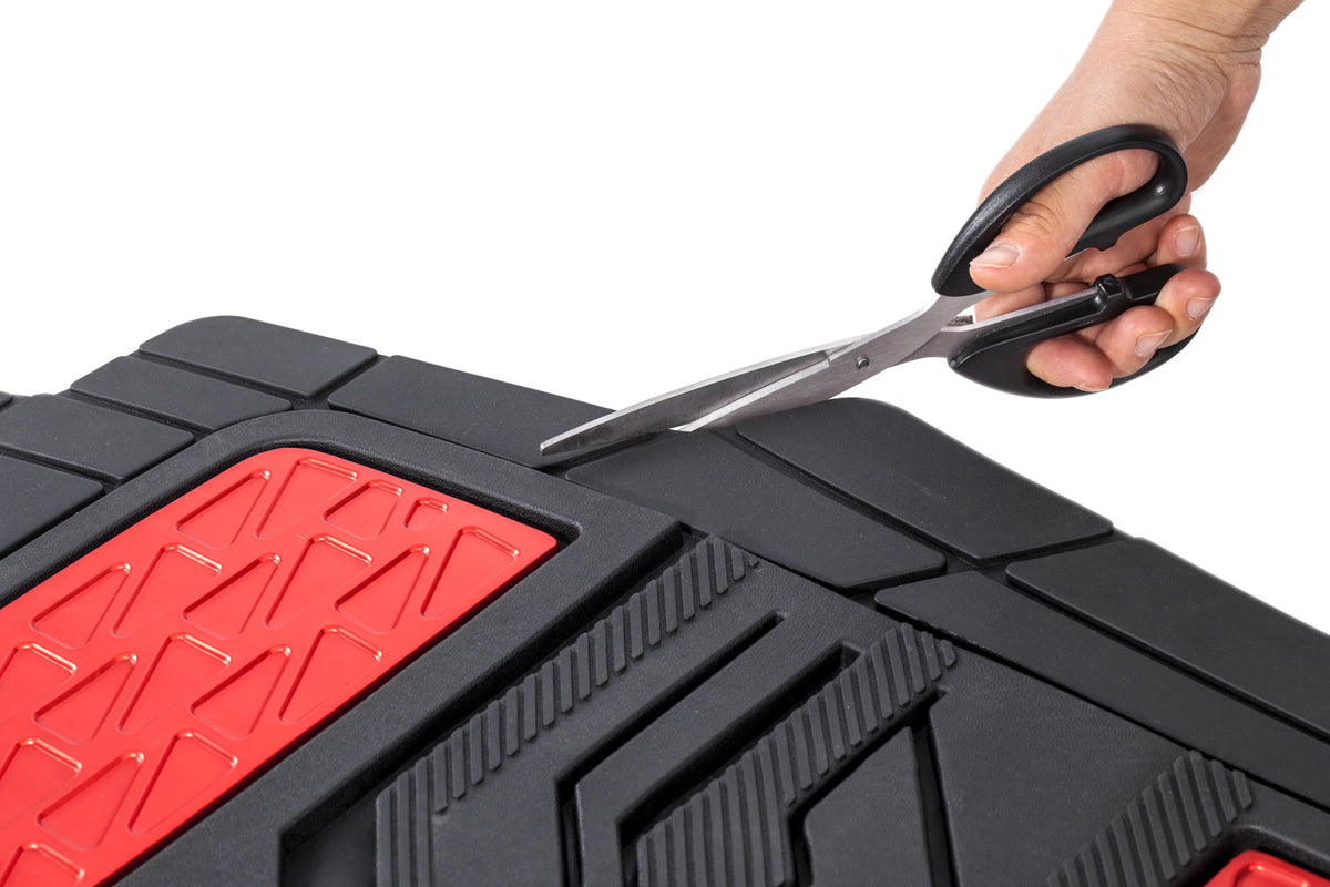 4PC Rubber Floor Mats Metallic Plate Red Universal Fit H936