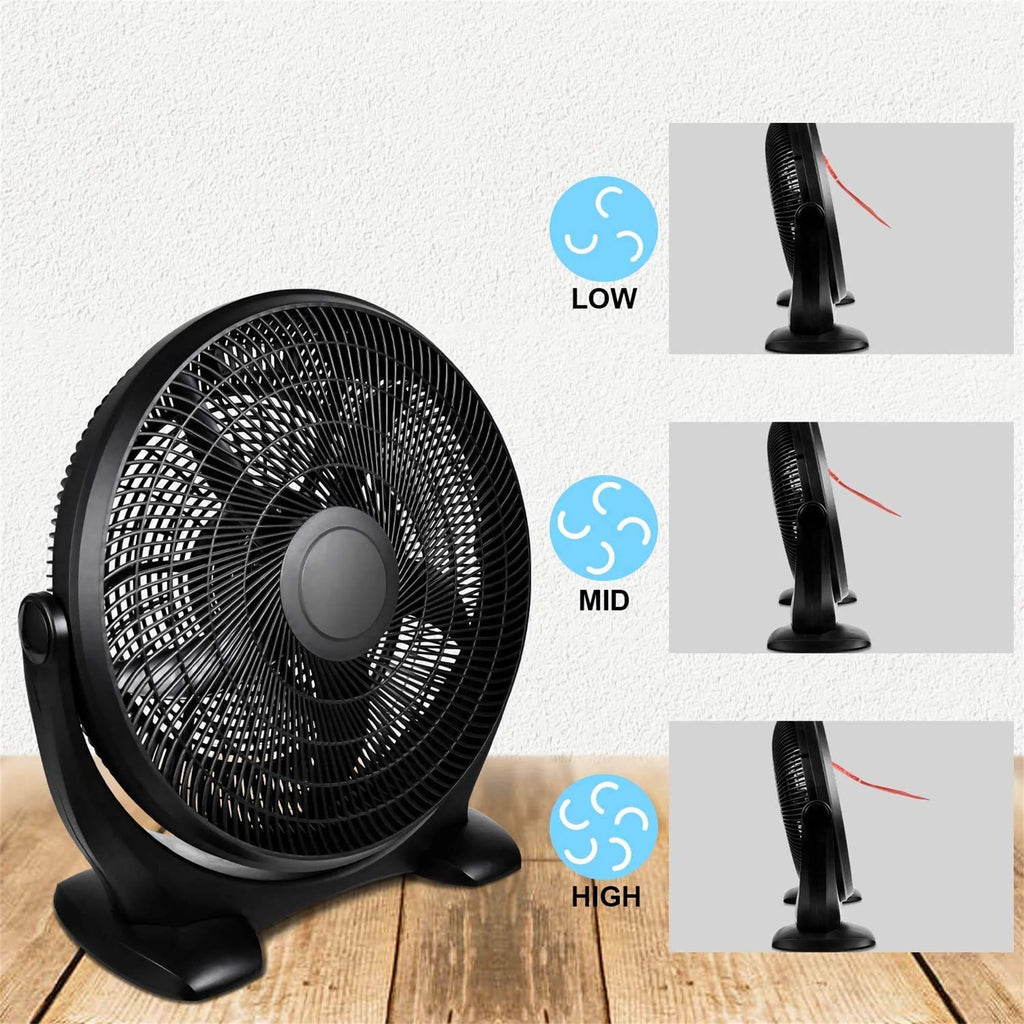 14 Inch 3-Speed Plastic Floor Fan, Black L933