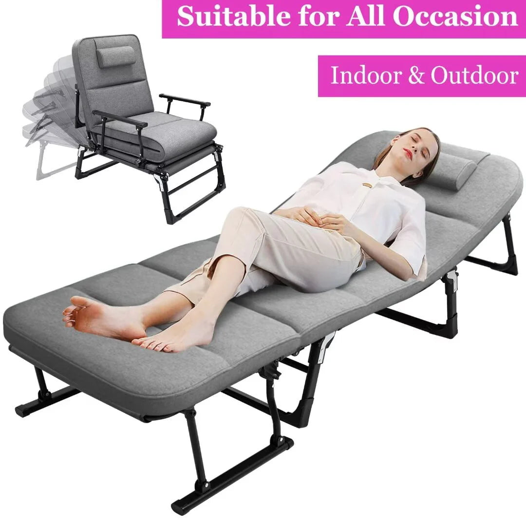5-Fold Adjustable Folding Camping Cot with Pillow X143002