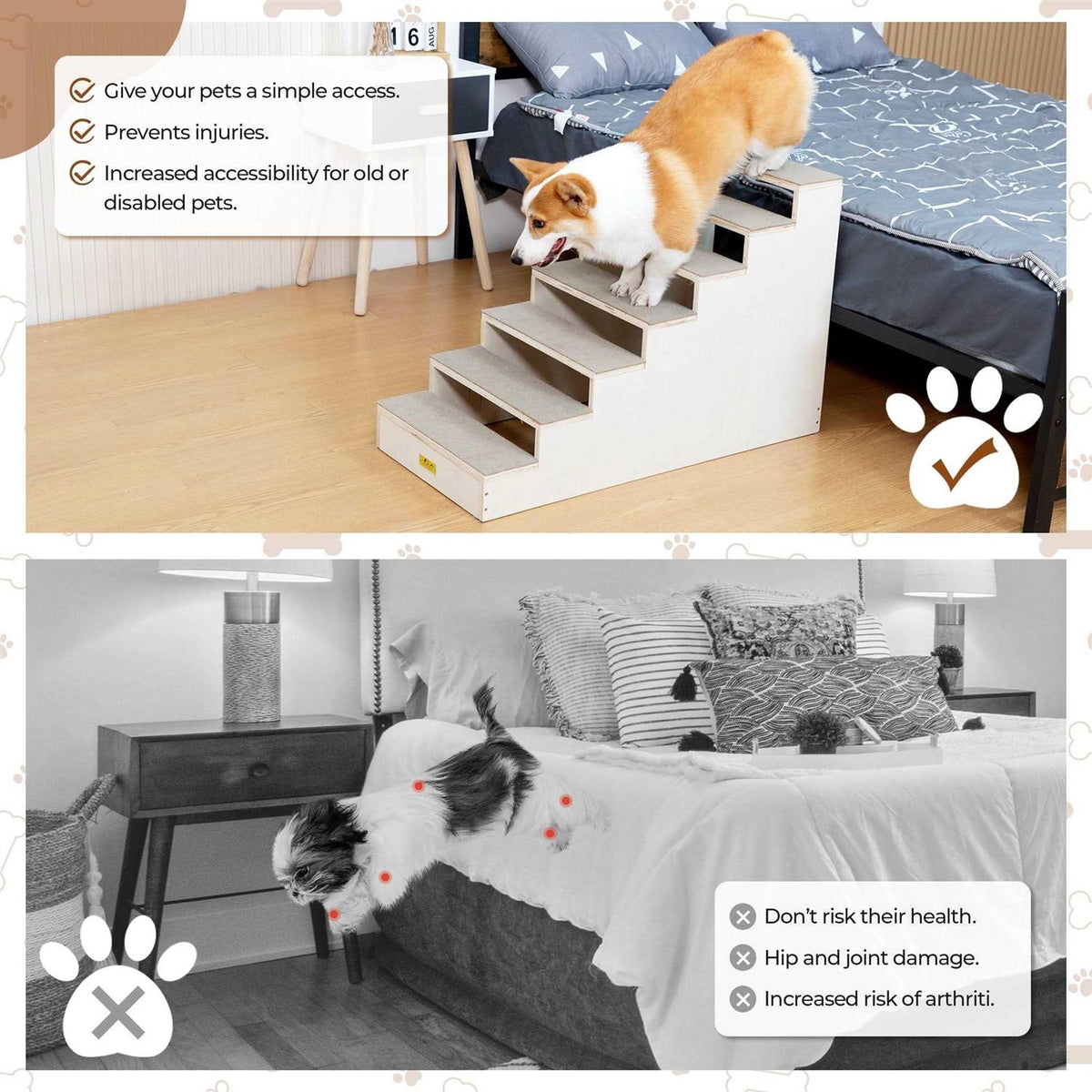 Wood 7-Step Dog Stairs Z8712