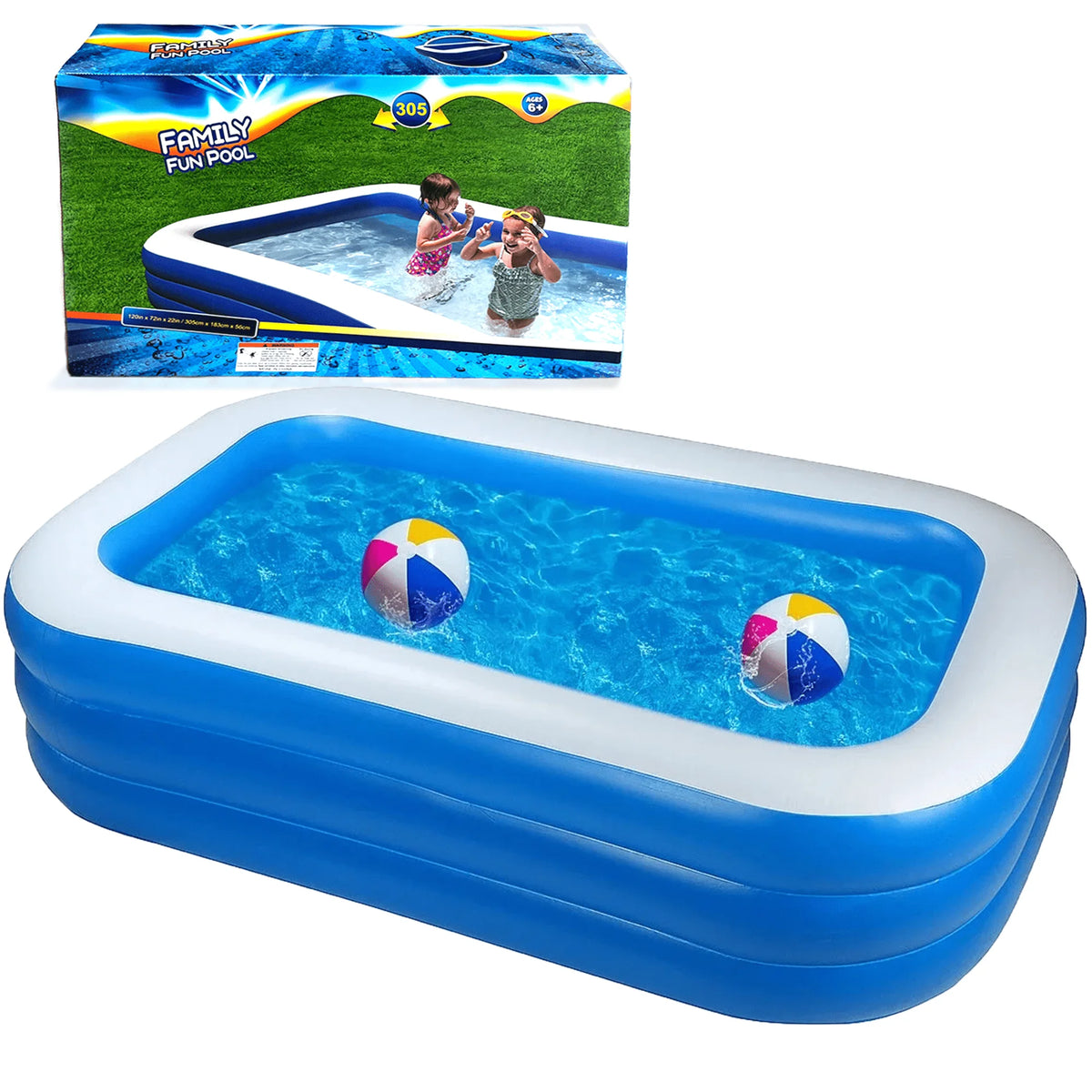 Inflatable Kiddie Pool 71 x 51 x 24 Rectangle Swimming Pool O729947