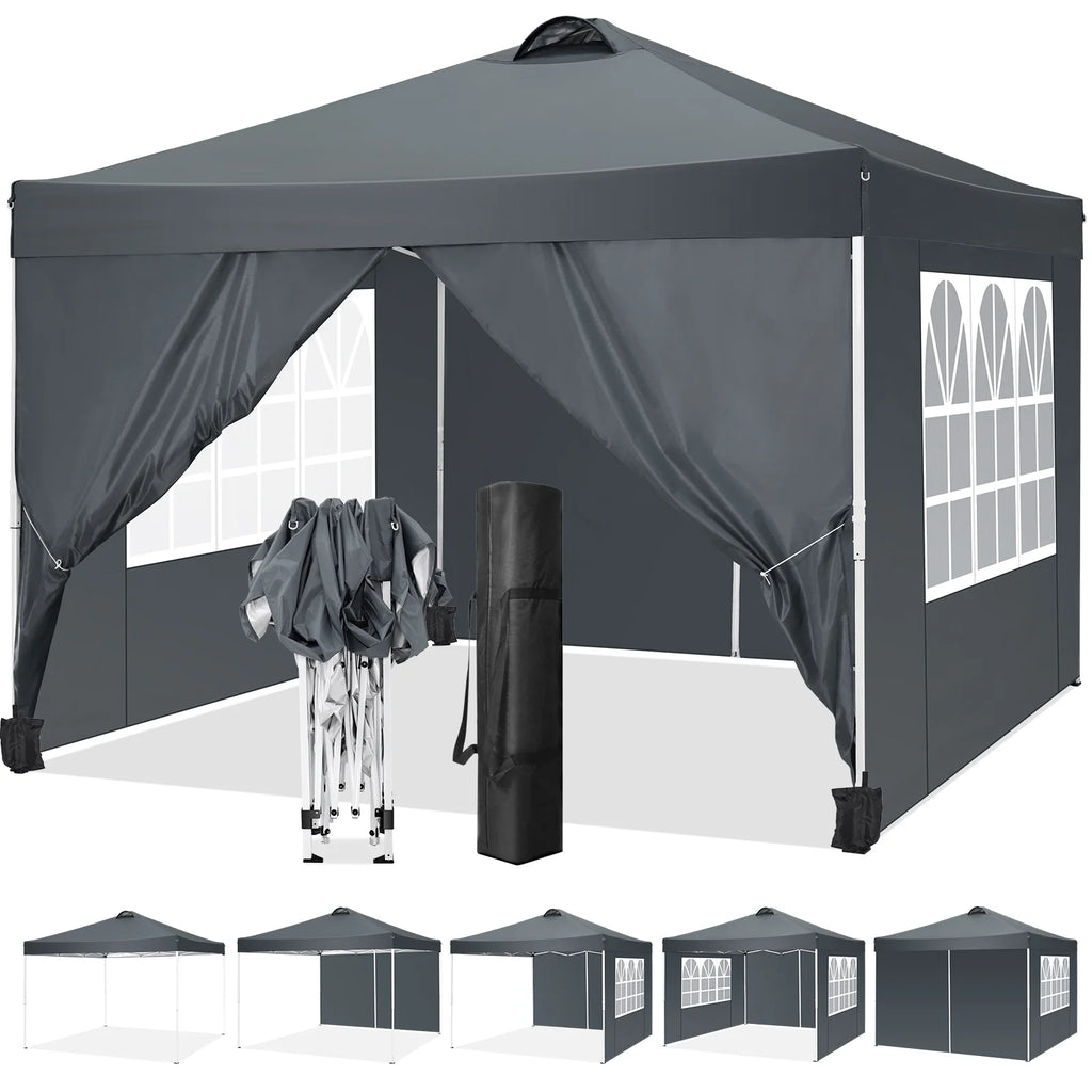 10'x10' Popup Canopy Tent with 4 Removable Sidewalls and Carry Bag X583771