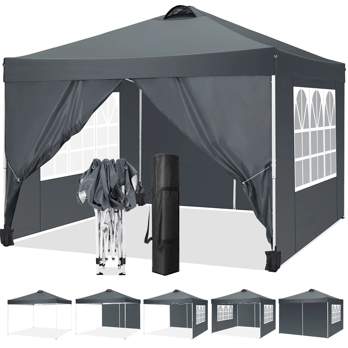 10'x10' Popup Canopy Tent with 4 Removable Sidewalls and Carry Bag X583771