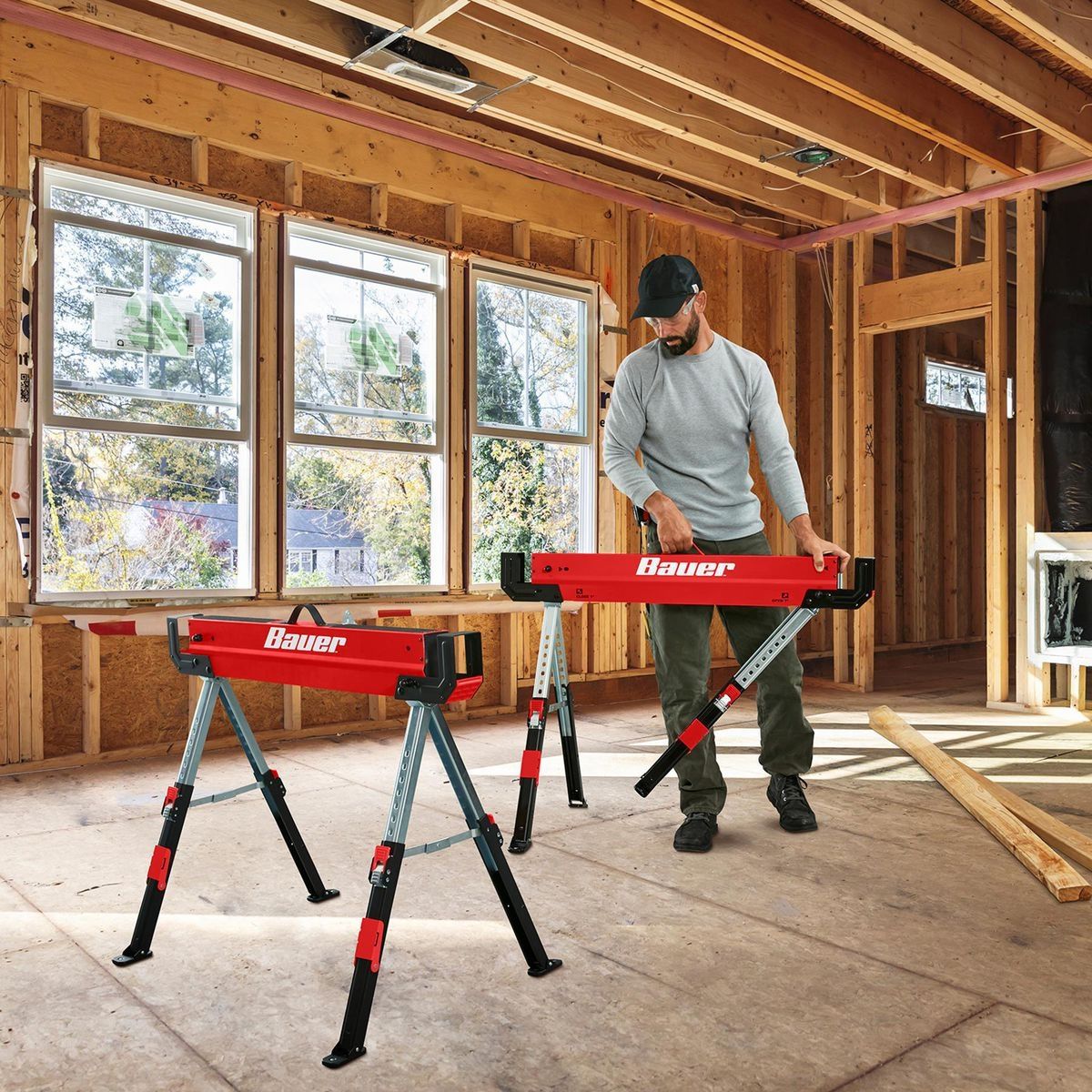 32 in. Steel Adjustable Sawhorse, 1300 lb. Capacity T74893
