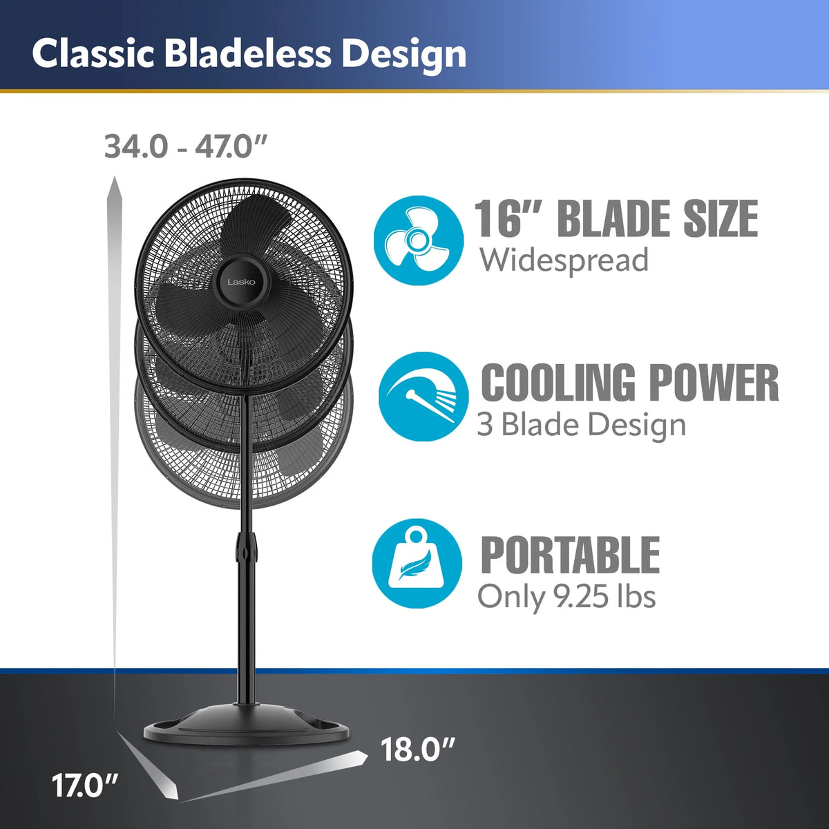 16 Oscillating Adjustable Pedestal Fan with 3-Speeds Z81714
