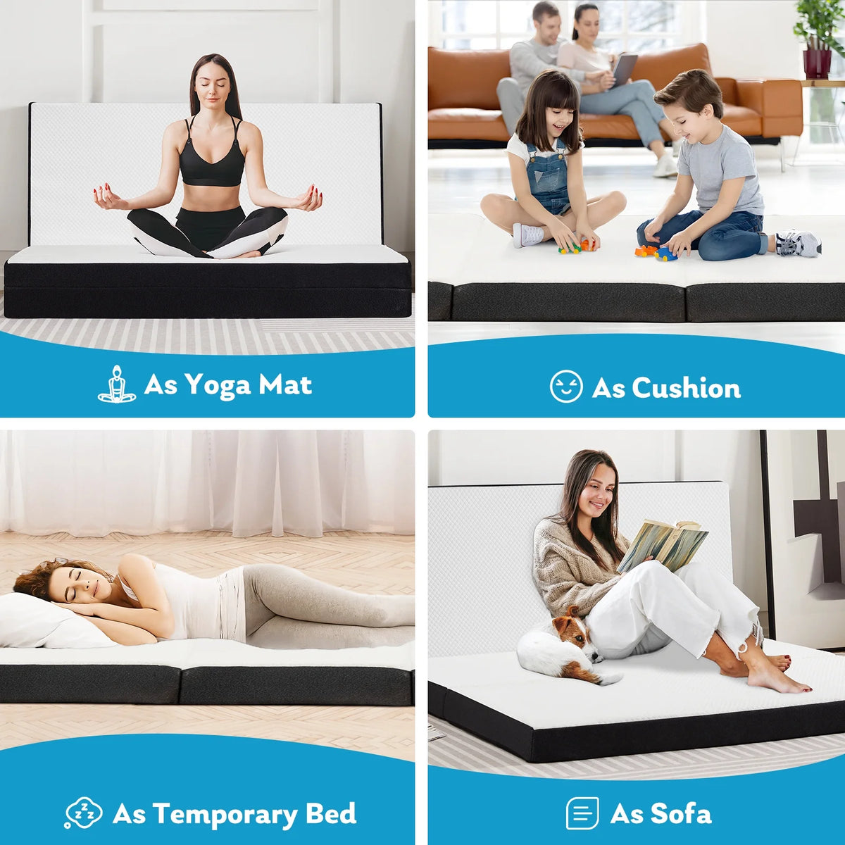 4 Inch Tri Folding Memory Foam Mattress C305470