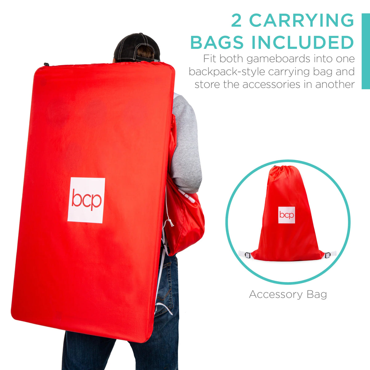 2-In-1 Cornhole & Beer Pong Board Game Set with 2 Carrying Bags K848419