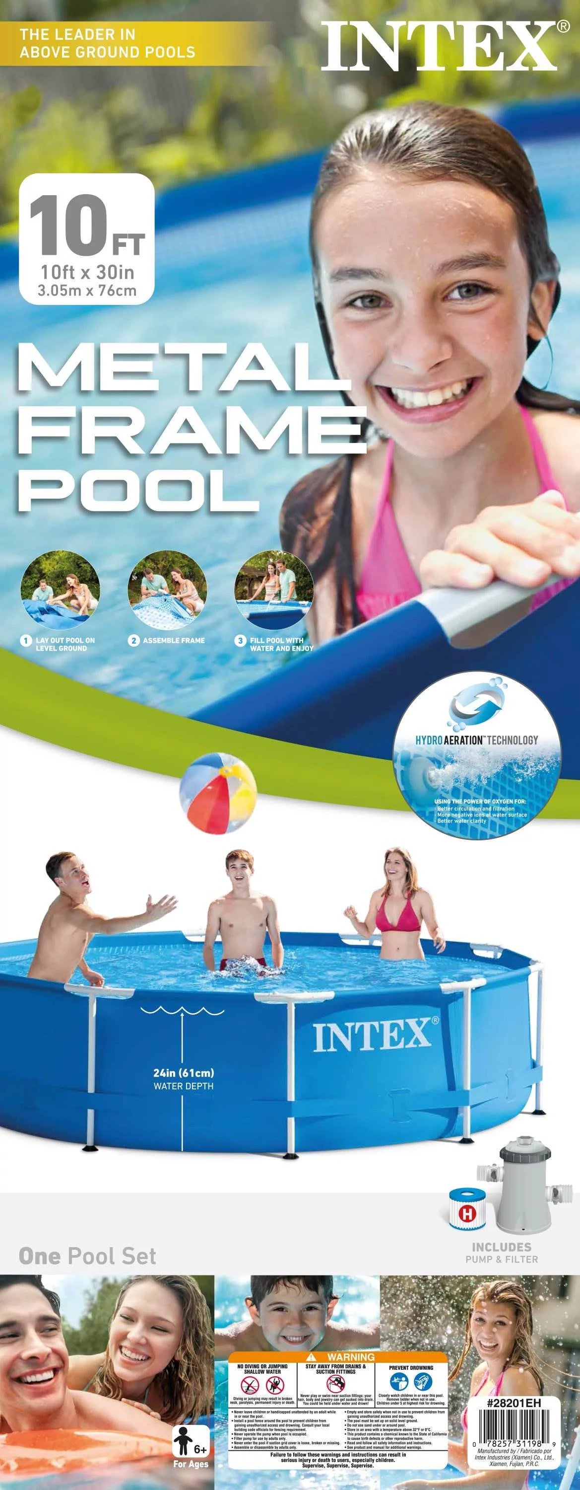10ft x 30in Metal Frame Above Ground Swimming Pool Set with Filter Pump O456661