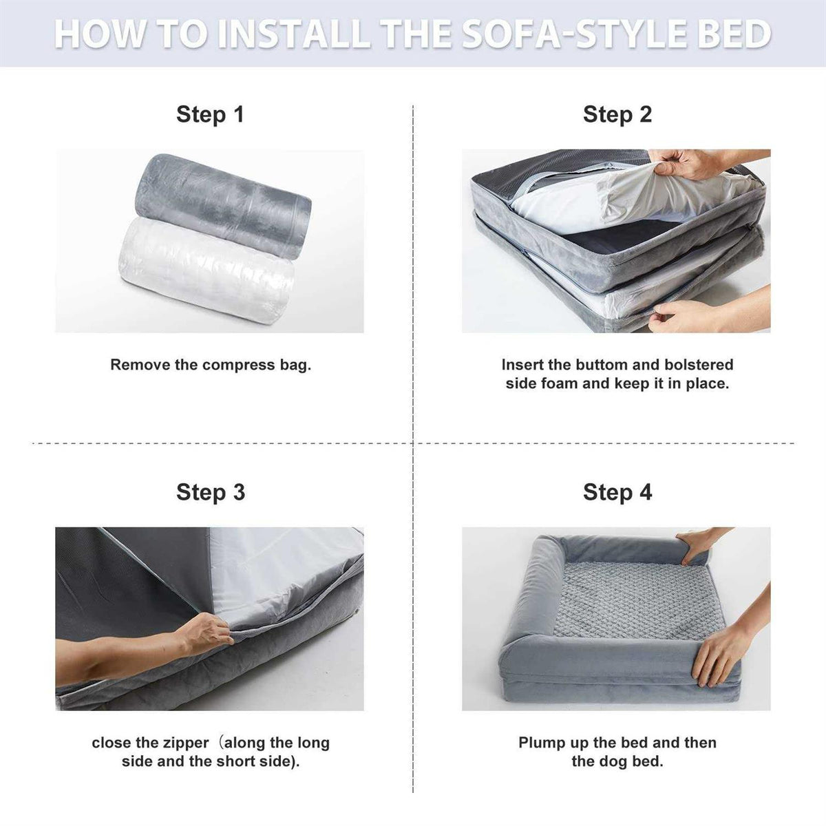 Orthopedic Sofa Dog Bed with Removable Waterproof Cover V281659