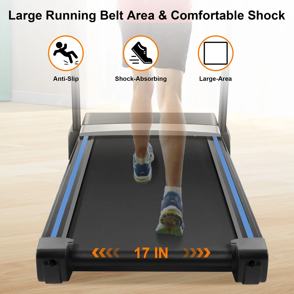 17'' Folding Treadmill with 15-Level Auto Incline, 3.25HP Motor, Black R99344