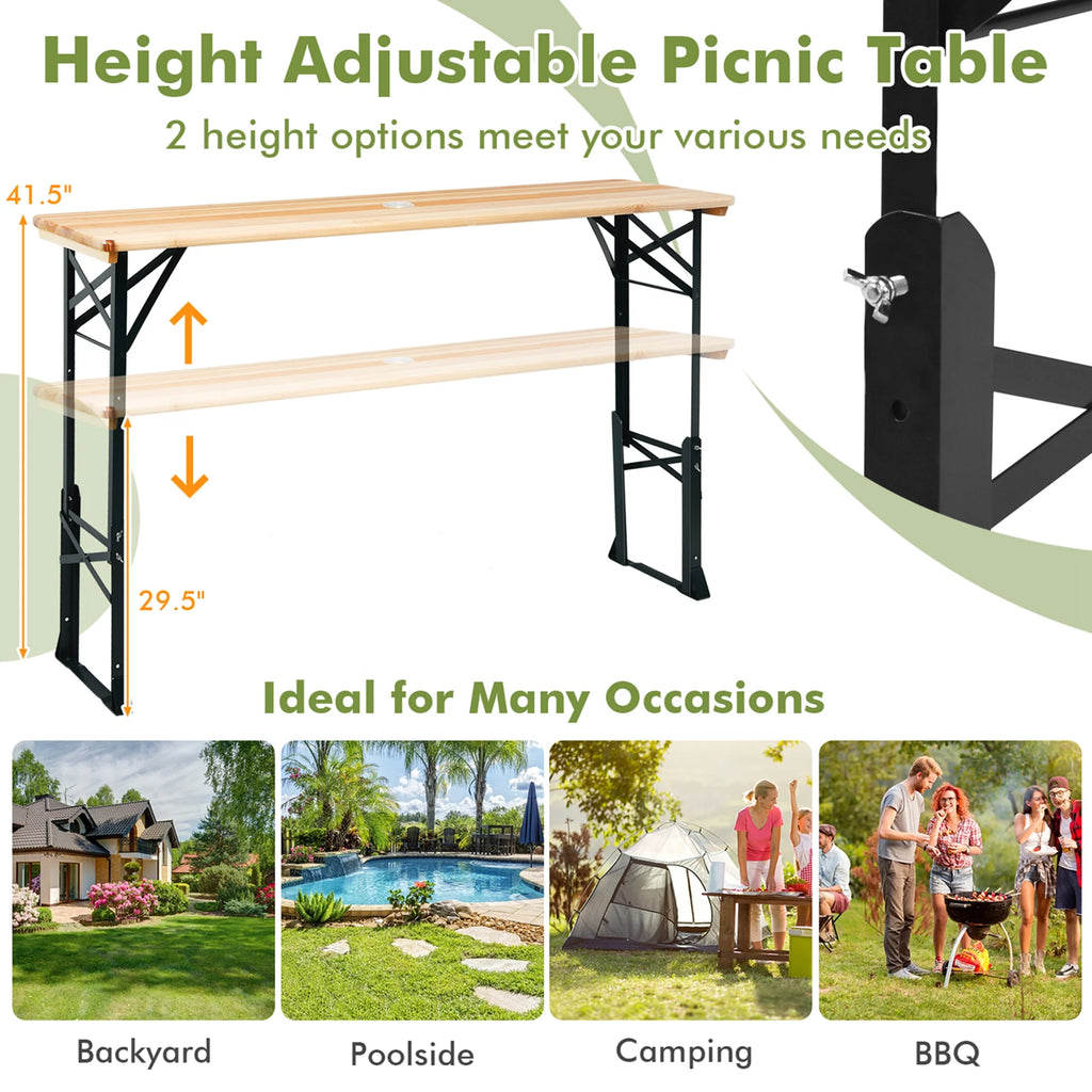 5.5 Ft Folding Wood Picnic Table H26841