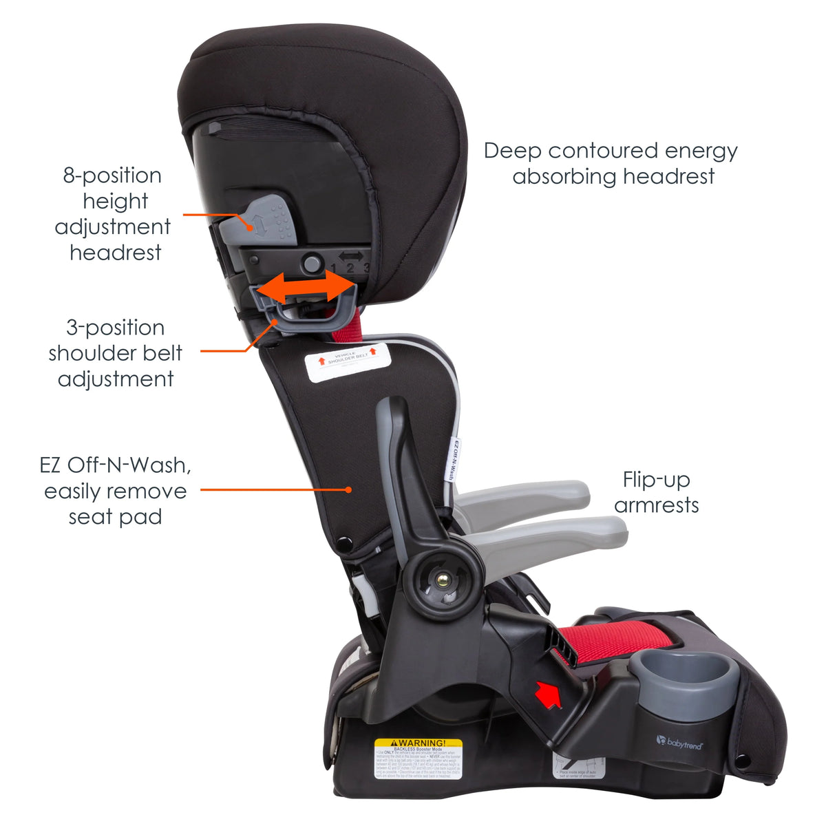 Folding High Back Booster Car Seat Red P8326
