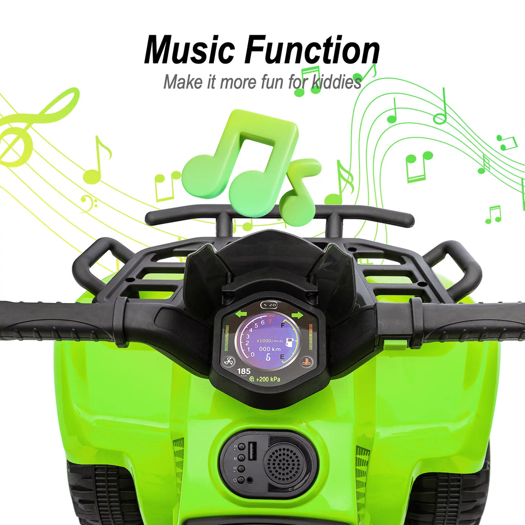 6V Ride-on Toy Kids ATV 4 Wheeler with Music Green I494
