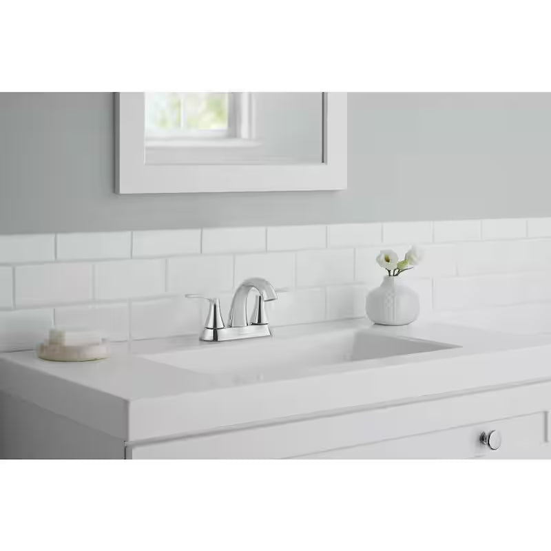 Centerset Double-Handle High-Arc Bathroom Faucet in Chrome Z657