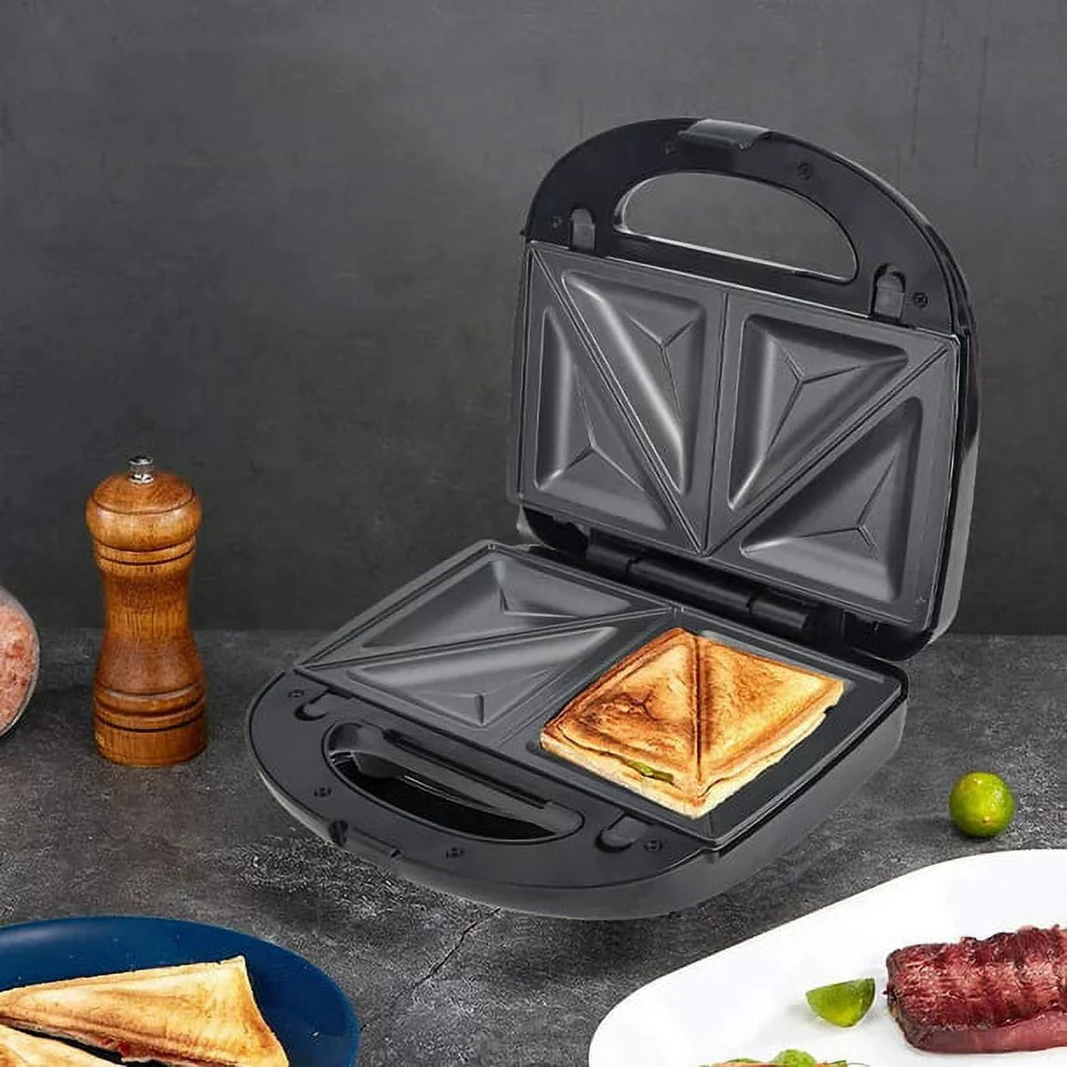 6-in-1 Non-Stick Waffle Maker Panini Press Sandwich Maker U887402