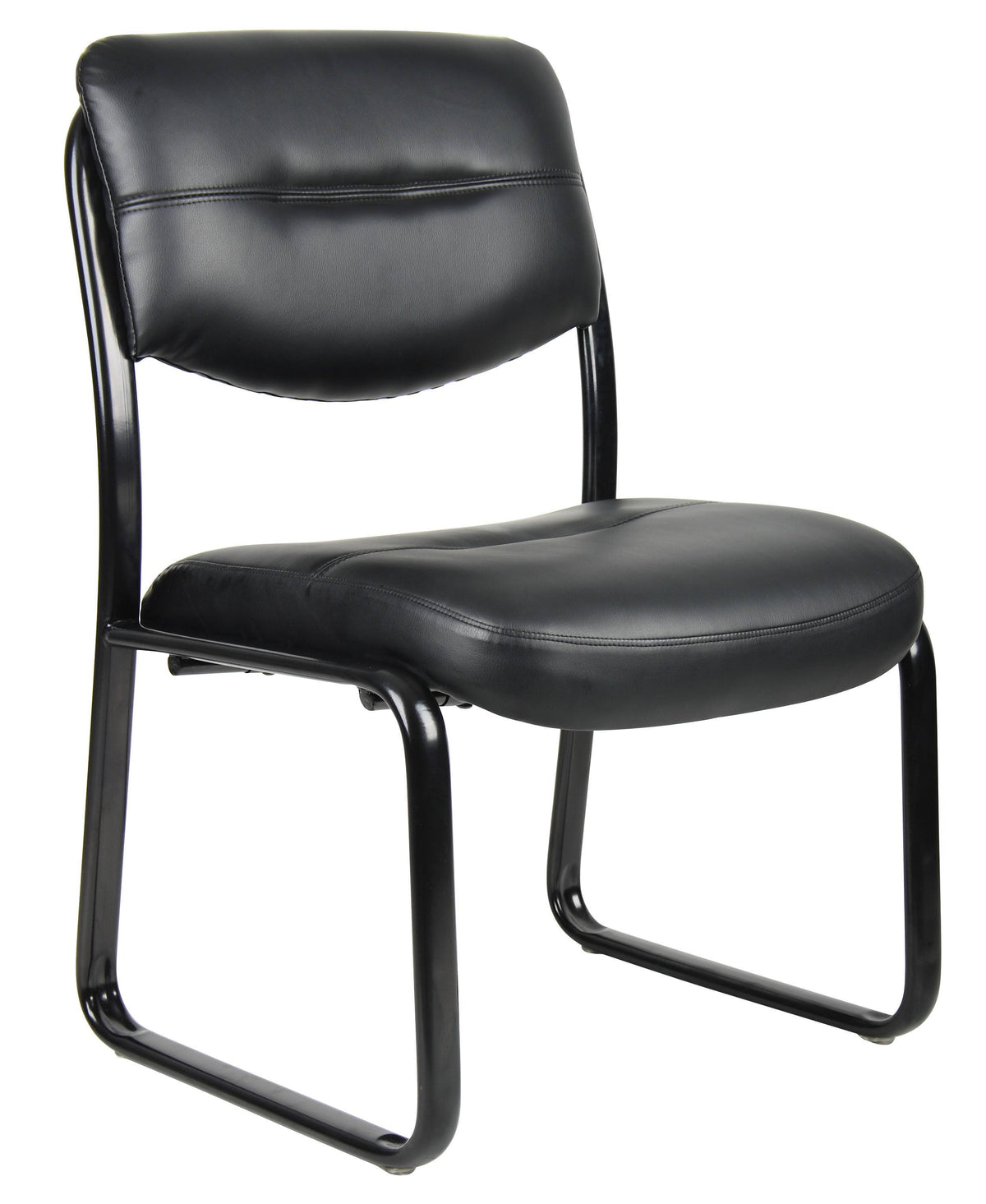 Black Leather Sled Base Side Chair R2494