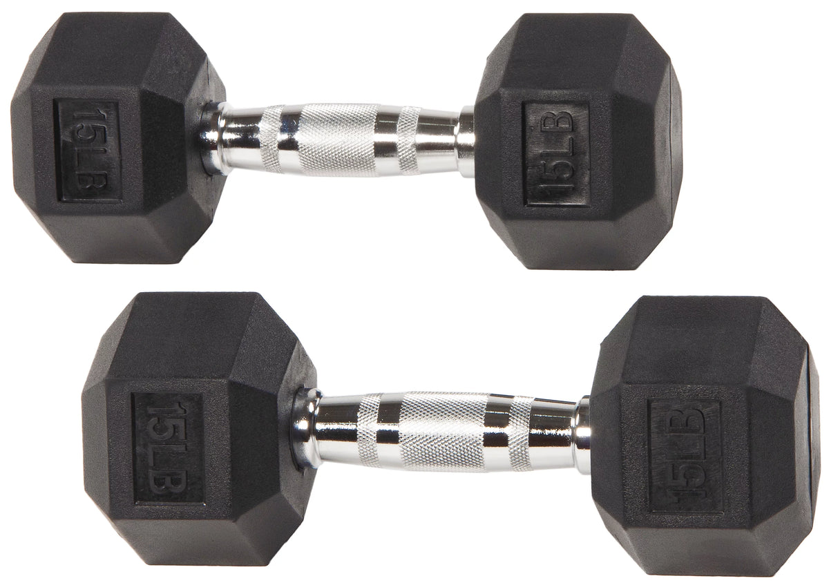 Rubber Encased Hex Dumbbells 20 Lbs. Pair C2026