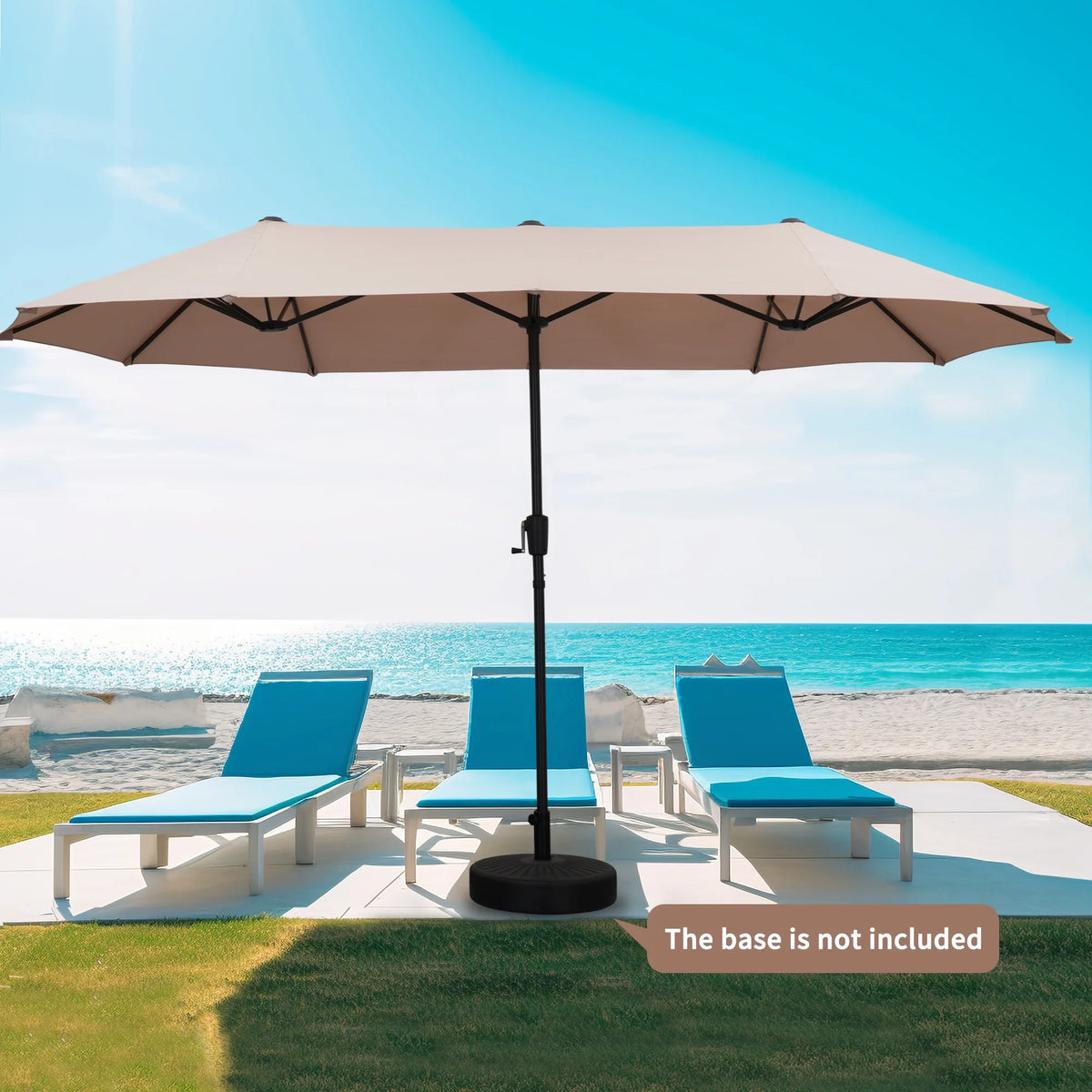 13 FT Patio Umbrella with Easy Crank, Dark Blue O618472