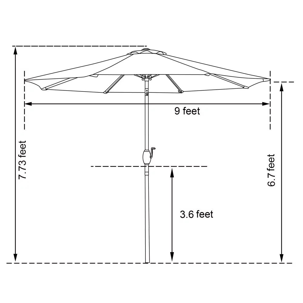 9ft LED Solar Patio Umbrella with Tilt and Crank B33834