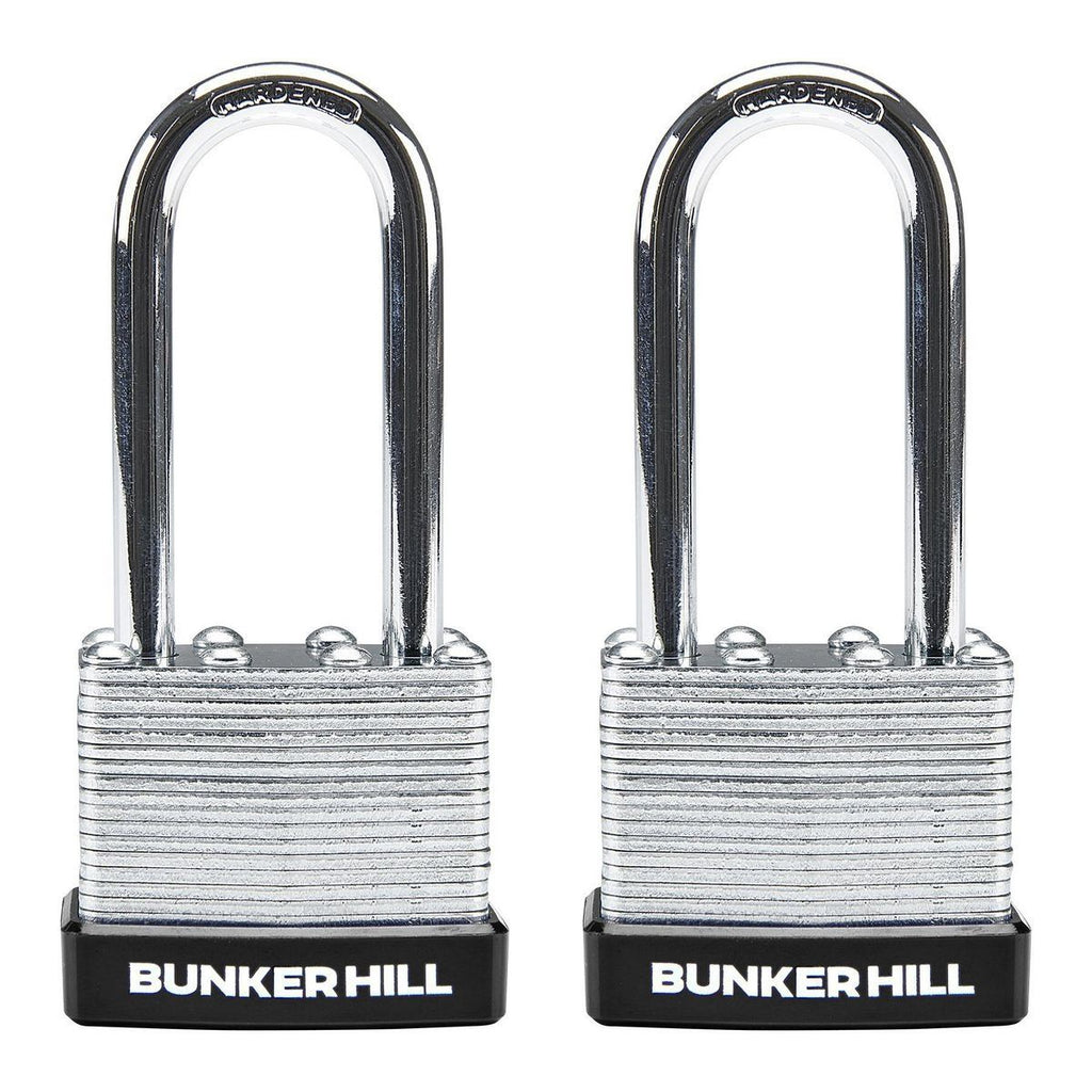 1-1/2 in. Laminated Steel Padlock with Long Shackle, 2 Pack V50318