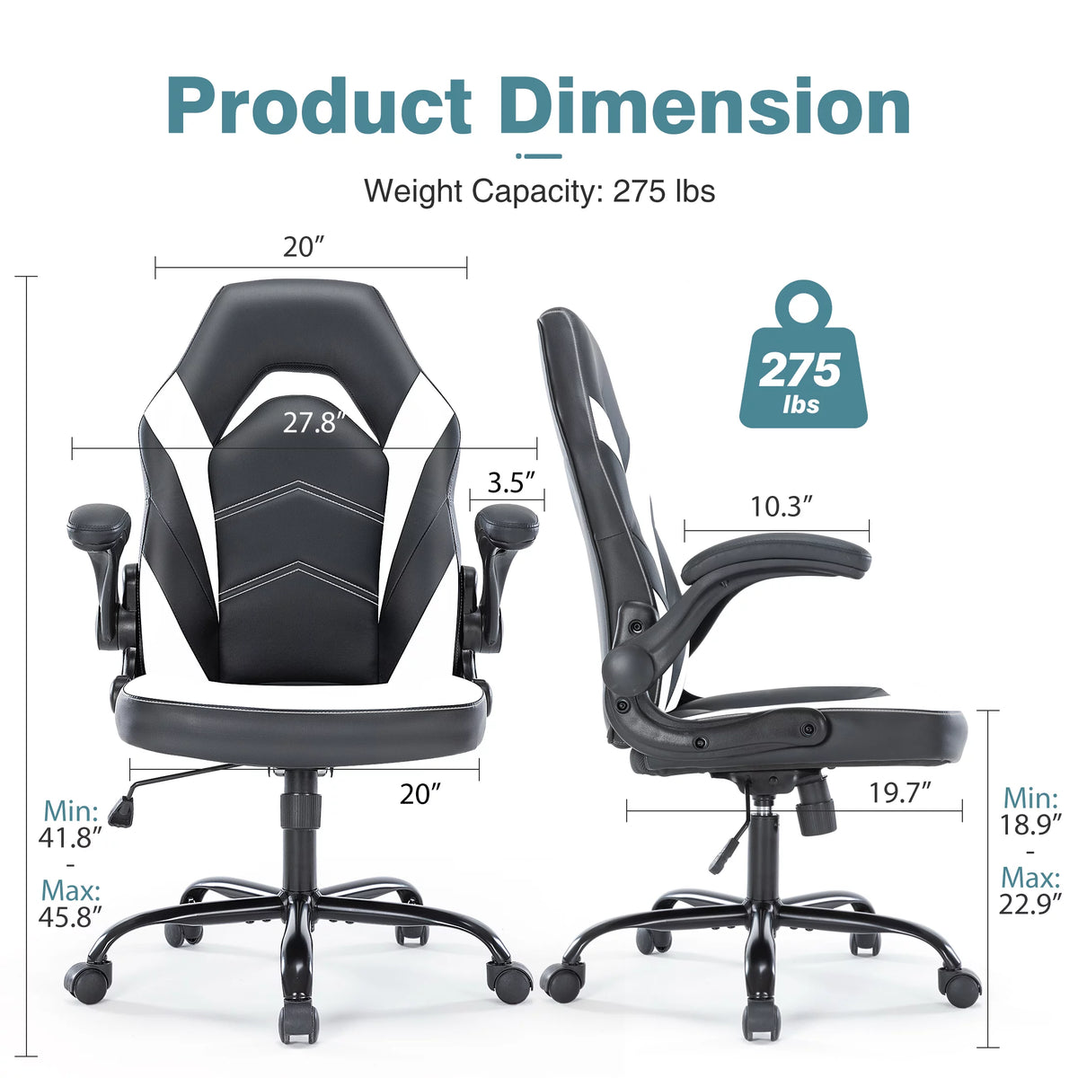 Black and White Ergonomic Office Chair with Lumbar Support E86309
