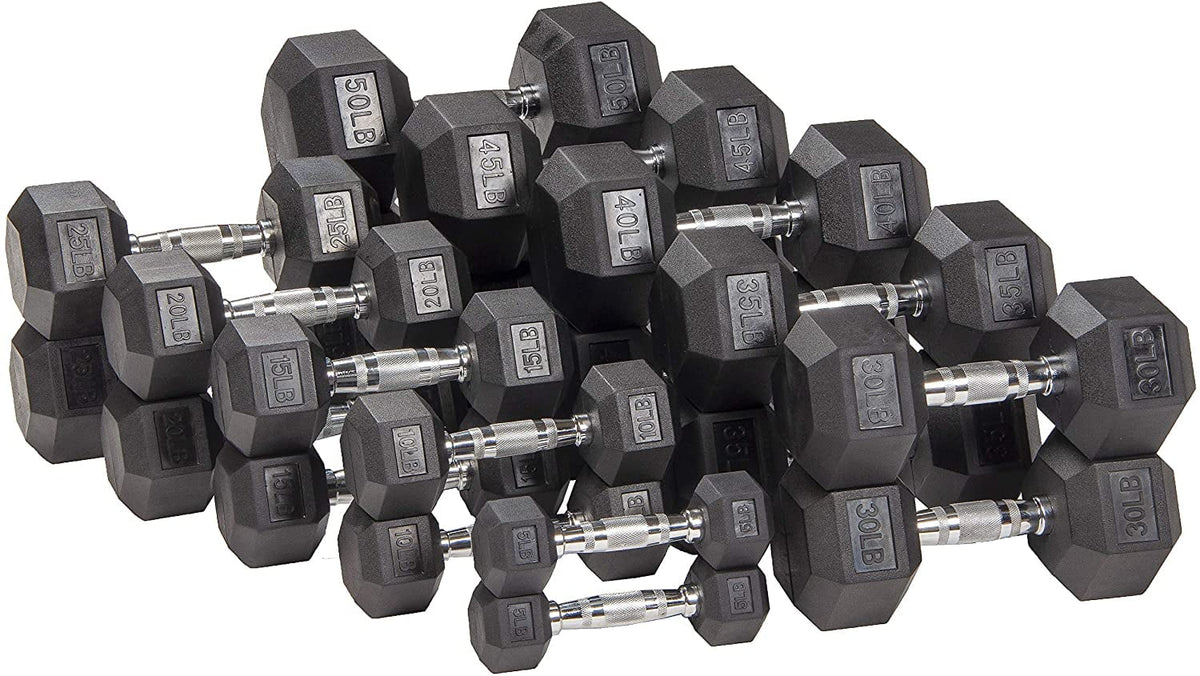Rubber Encased Hex Dumbbells 20 Lbs. Pair C2026