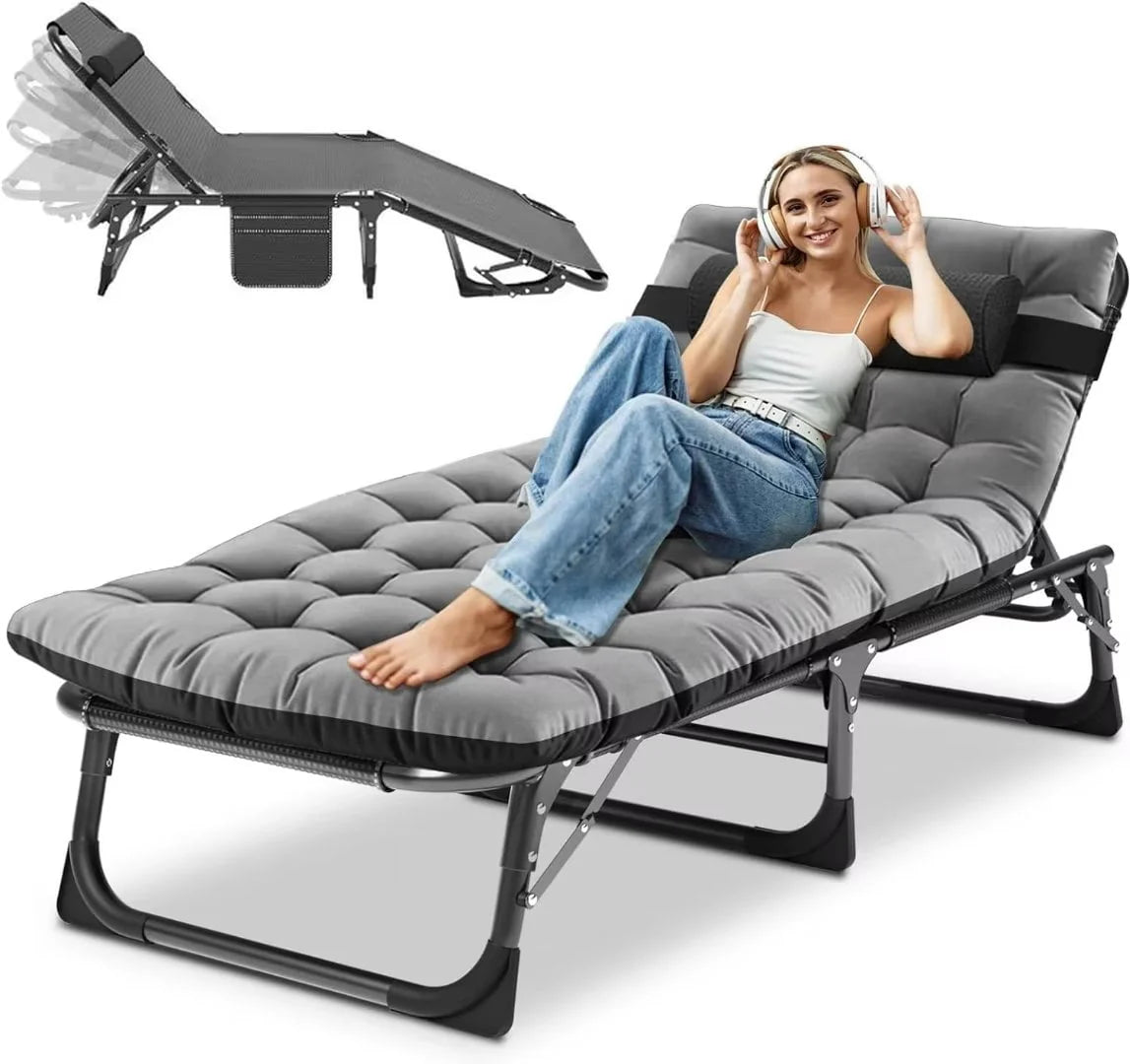 5-Fold Adjustable Folding Camping Cot with Pillow X143002