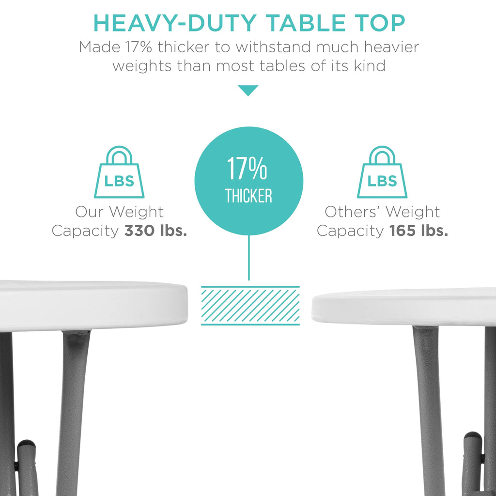 32in White Folding Bar Height Table V81222