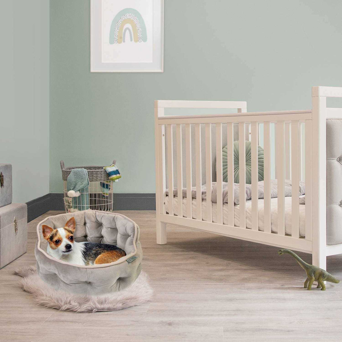 Mini Tufted Velvet Round Cuddler Pet Bed E89321